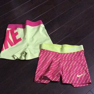 neon nike pro shorts